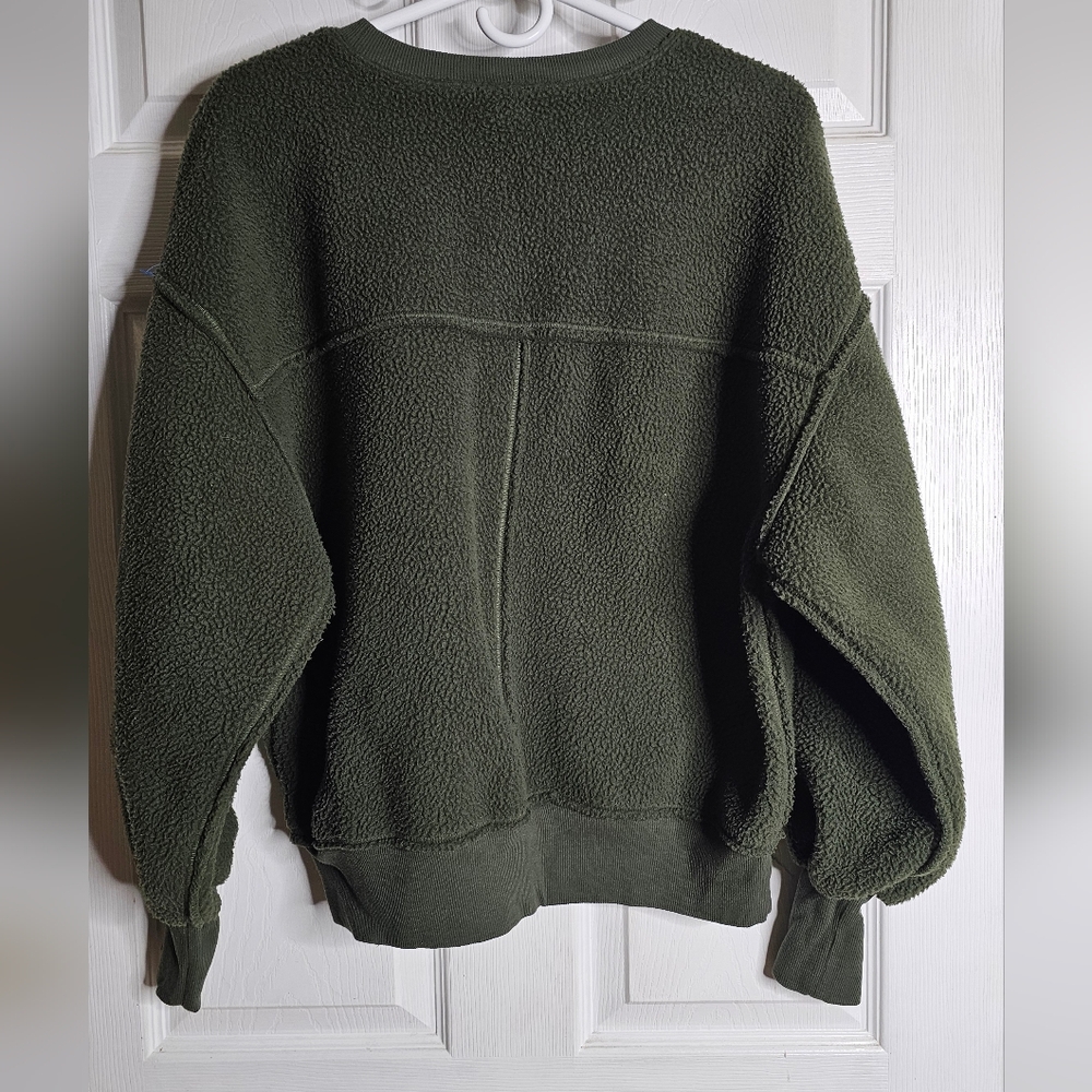 Anthropologie (Pilcro) Women's Sherpa Sweatshirt Size Small (Oversized) GREEN - Picture 6 of 7